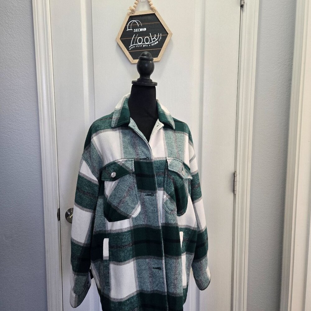 ZARA Shacket Jacket Button Front Overshirt Shirt Womens Sz: L